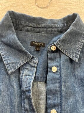 Talbots Chambray Button-Up Shirt - Light Blue